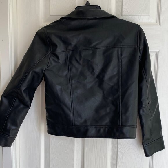 Zara Black Faux Leather Moto Jacket Size 10 (small) with zipper pockets - Picture 7 of 8